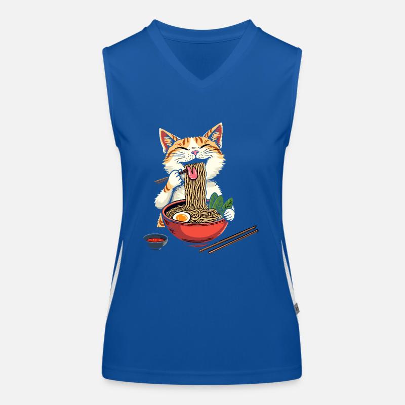 Katze Und Ramen, Digitale Kunst Katze Funktionelles Kontrast-Tank Top für Frauen