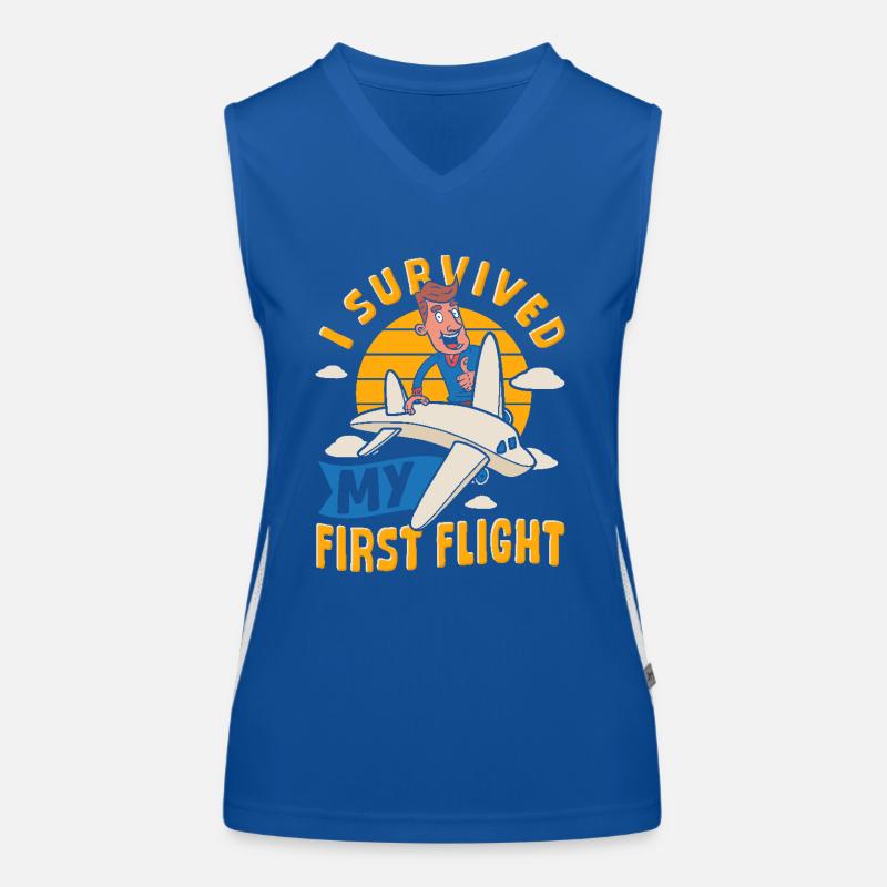 Der Start mit dem Flugzeug hat den ersten Flug Funktionelles Kontrast-Tank Top für Frauen