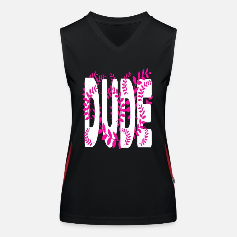 Hawaii stil text Dude Funktionelles Kontrast-Tank Top für Frauen
