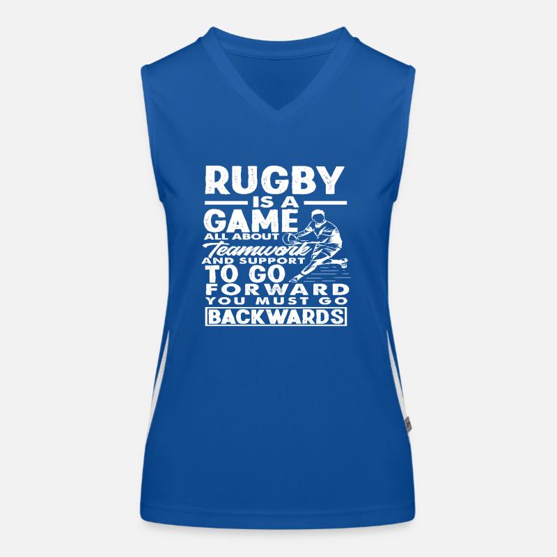 Rugby Player Teamwork Walking Backwards Women's Functional Contrast Tank Top