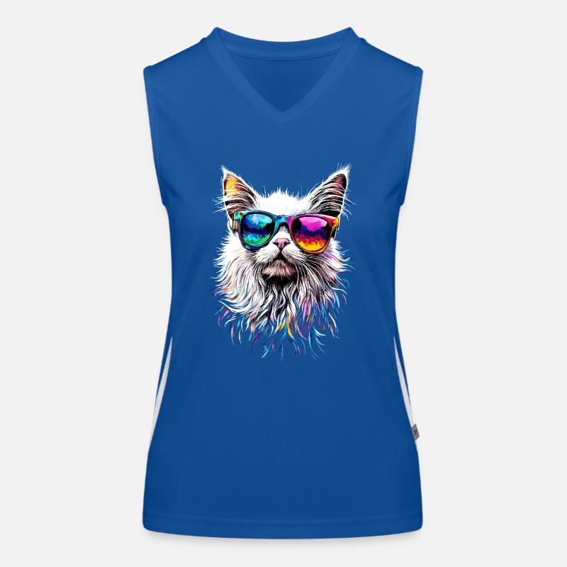 Chat Angora Blanc Chat Angora Chats Angora Mignons Débardeur respirant contrasté Femme