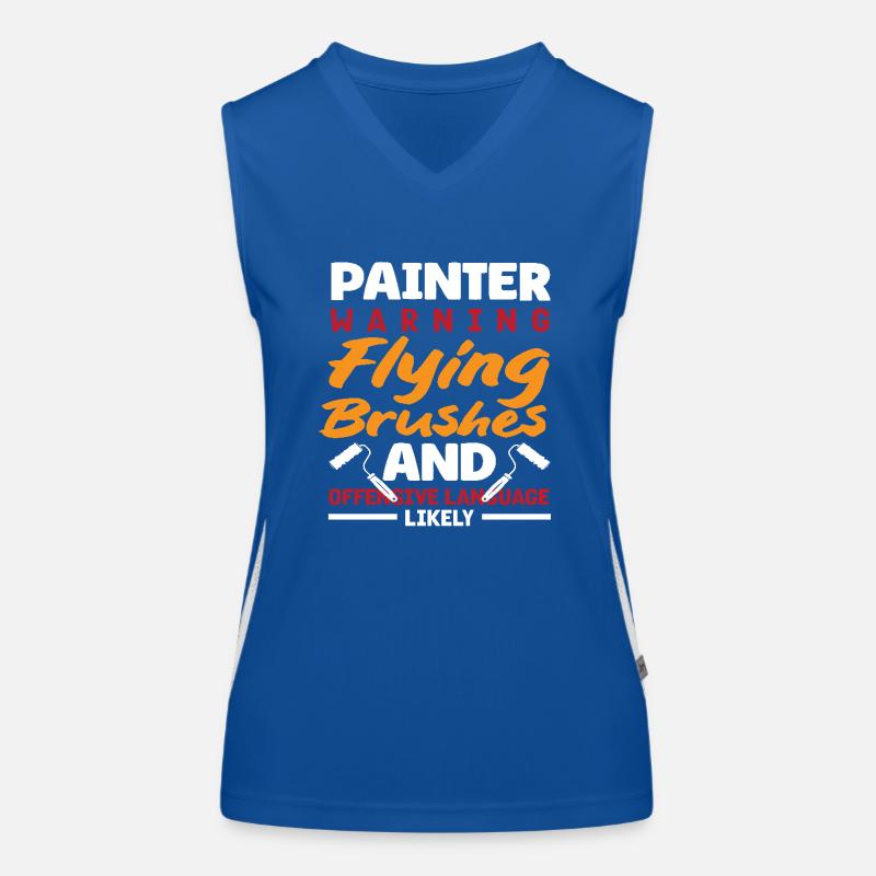 Painter Warning Flying Brushes Language Women's Functional Contrast Tank Top