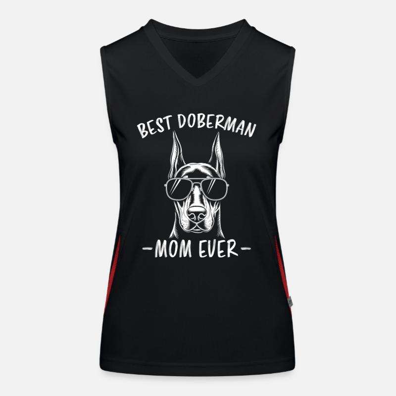 Dobermann Spruch Mama Lustiges Dobermann Geschenk Funktionelles Kontrast-Tank Top für Frauen