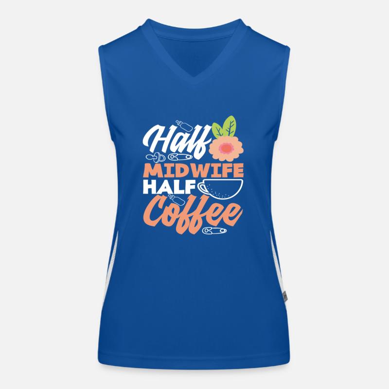 Halb Hebamme Halb Kaffee Funktionelles Kontrast-Tank Top für Frauen