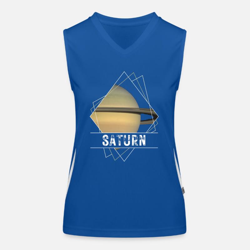 Saturn Planet Solar System Women's Functional Contrast Tank Top
