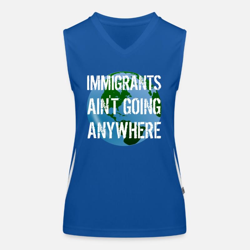 IMMIGRANTS AIN'T GOING ANYWHERE Immigrant Rights Women's Functional Contrast Tank Top