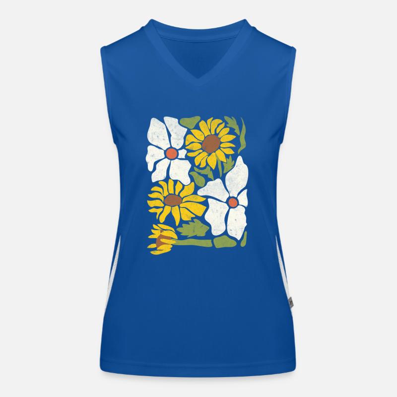 Boho Wildblumen mit Sonnenblumen und Gänseblümchen Funktionelles Kontrast-Tank Top für Frauen
