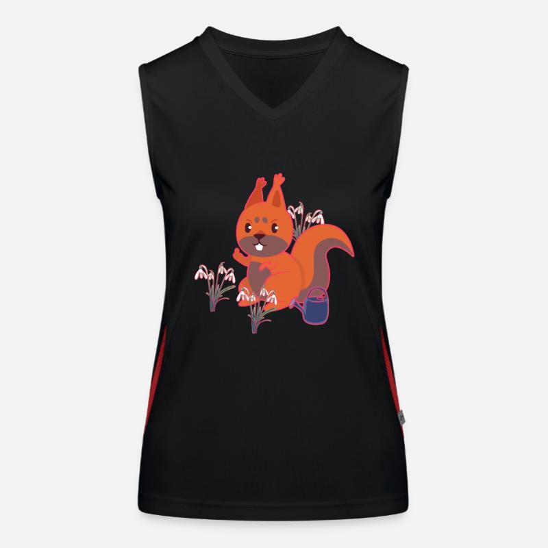 Frühling Eichhörnchen Schneeglöckchen Kinder Funktionelles Kontrast-Tank Top für Frauen