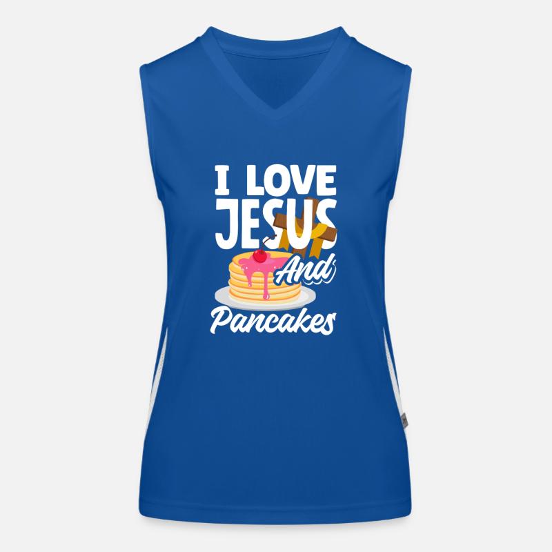 Ich Liebe Jesus Und Pancakes Funktionelles Kontrast-Tank Top für Frauen