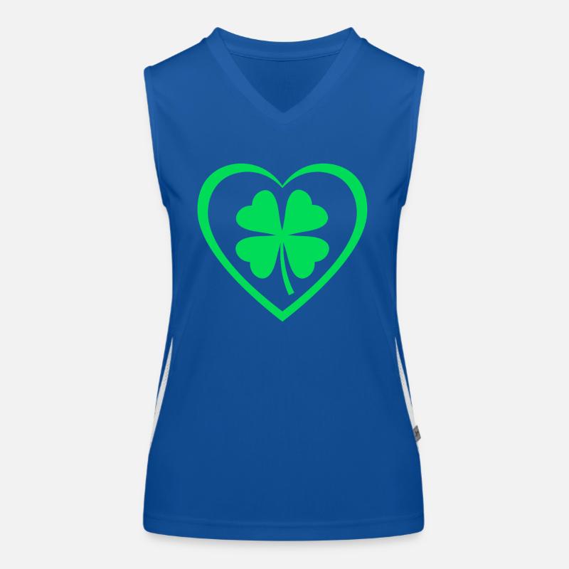 Kleeblatt Herz Glücksklee St. Patricks Day Funktionelles Kontrast-Tank Top für Frauen