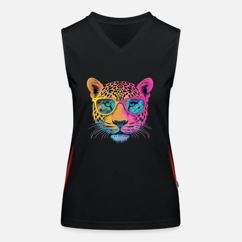 Cheetah Mit Sonnenbrille Hipster Stil Funktionelles Kontrast-Tank Top für Frauen