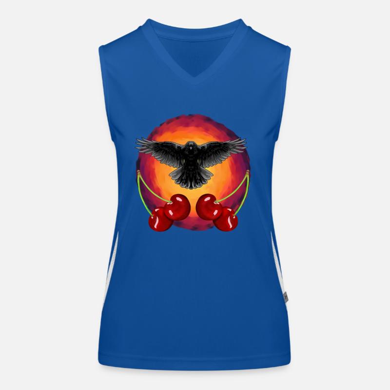 Rockabilly Krähe Krähen Kirsche Kirschen Obst Funktionelles Kontrast-Tank Top für Frauen