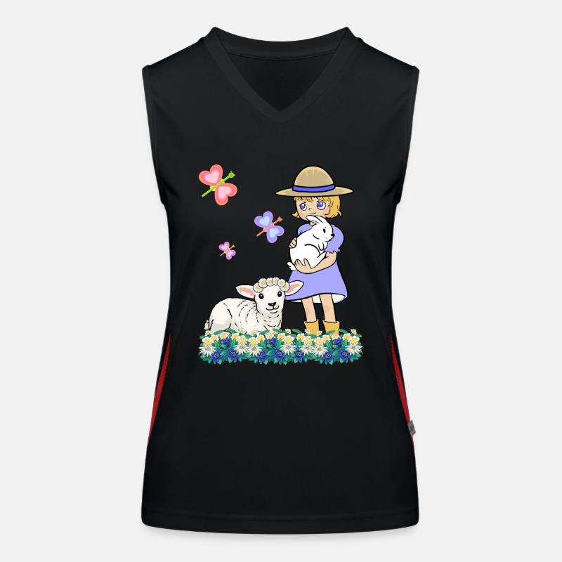 Kinder Kind Mädchen Schaf Schafe Lamm Ostern Funktionelles Kontrast-Tank Top für Frauen