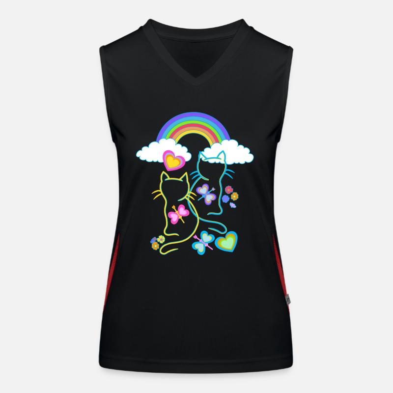 Regenbogen Frühling Sommer Katzen Katze Kinder Funktionelles Kontrast-Tank Top für Frauen