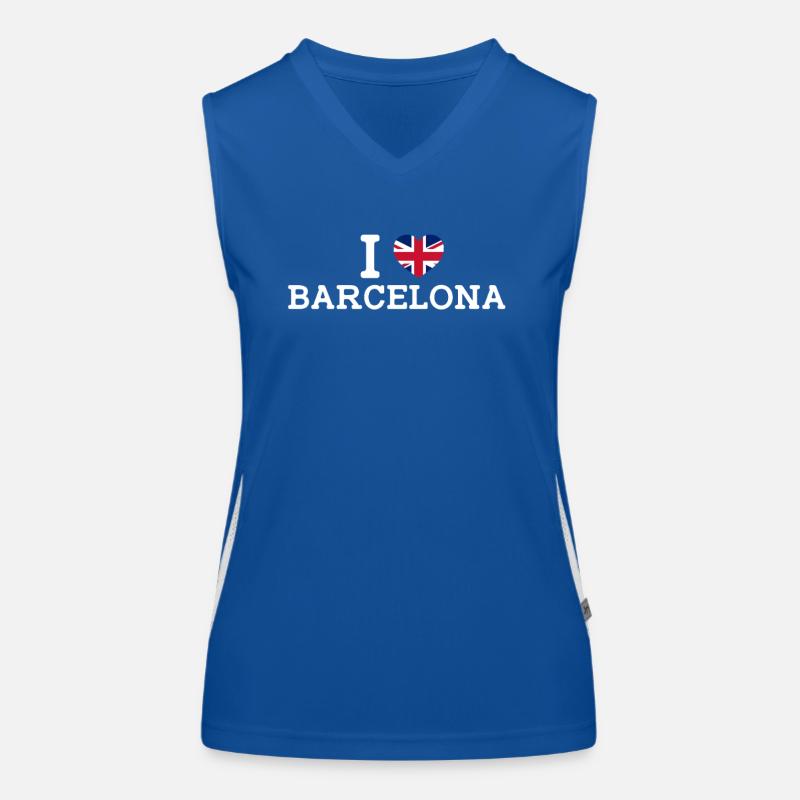 J’aime Barcelone Cool Wrong Flag Royaume-Uni Lover Heart Débardeur respirant contrasté Femme