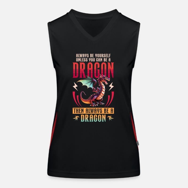 Drachen Drachendesign Sei immer du selbst Funktionelles Kontrast-Tank Top für Frauen