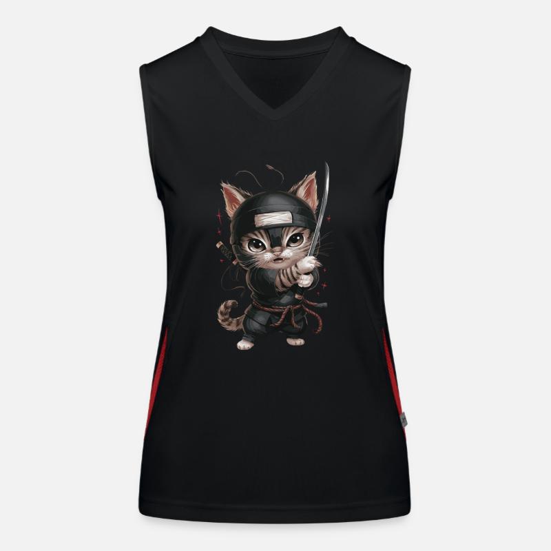 Chat ninja avec une épée en action - Mignon Débardeur respirant contrasté Femme