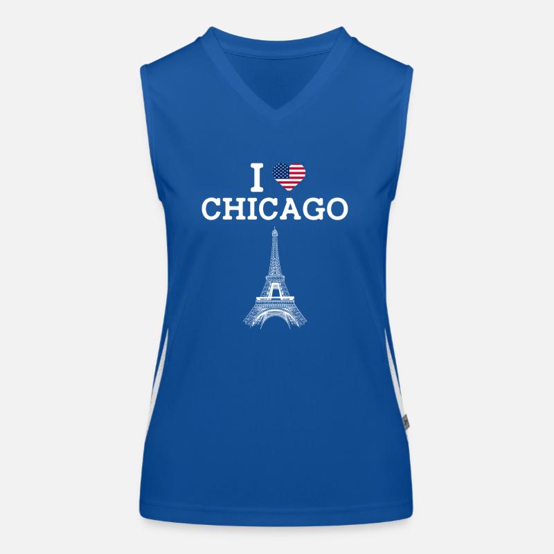 J’aime Chicage USA Drapeau Cool Tour Eiffel Lover Débardeur respirant contrasté Femme