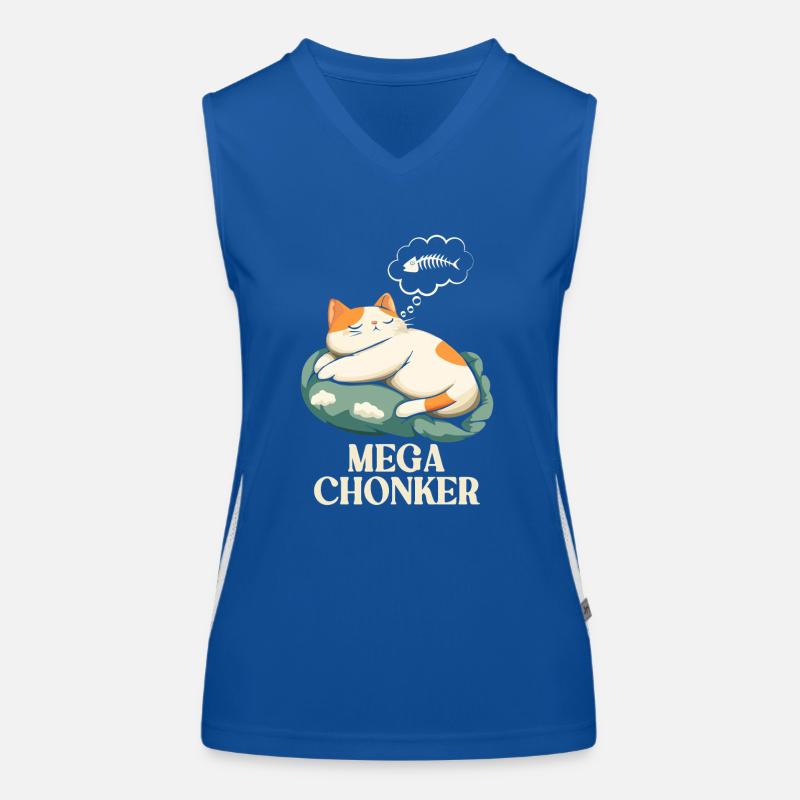 Mega Chonker Cat Thought Bubble Fish Women's Functional Contrast Tank Top