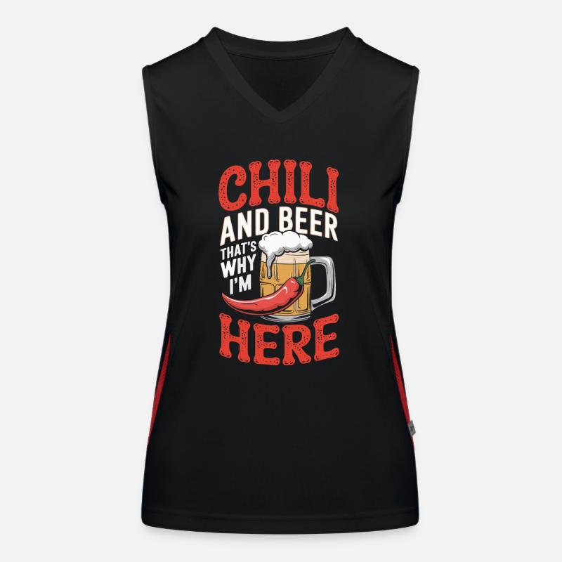 Chili Und Bier, Deshalb Bin Ich Hier Funktionelles Kontrast-Tank Top für Frauen
