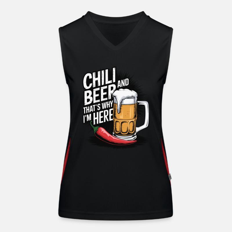 Chili Und Bier, Deshalb Bin Ich Hier Funktionelles Kontrast-Tank Top für Frauen