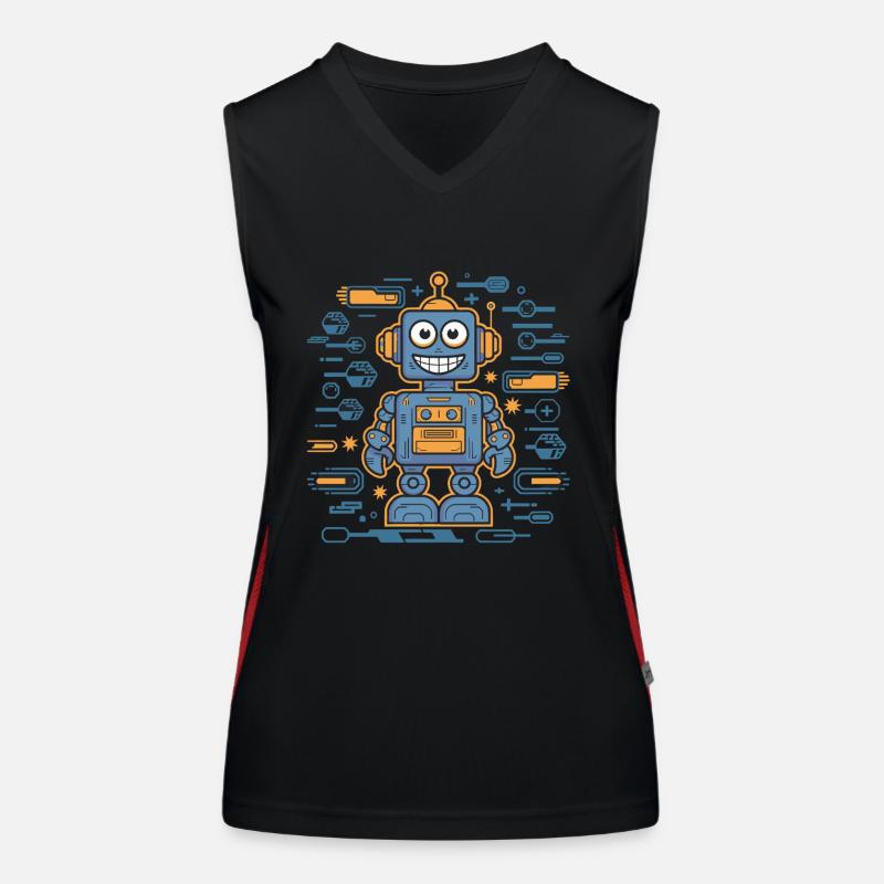 Fröhlicher Roboter Mit Zahnrädern Und Funktionelles Kontrast-Tank Top für Frauen