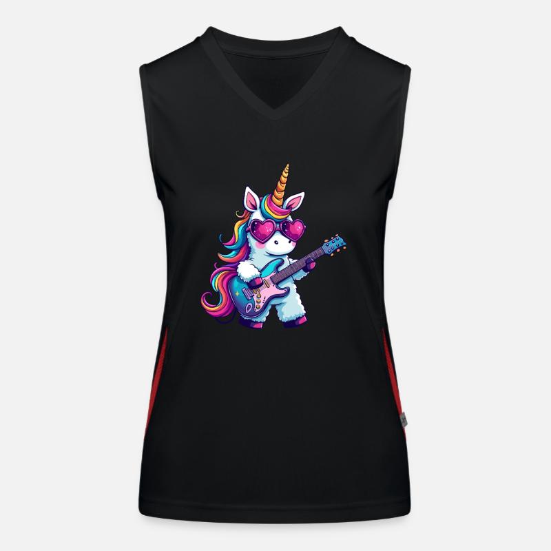 Einzigartiges Einhorn Mit Gitarre Und Funktionelles Kontrast-Tank Top für Frauen