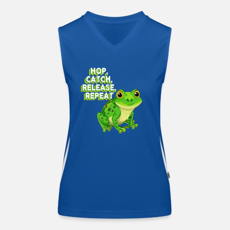 Hop Catch Release Repeat Frog Humor Women's Functional Contrast Tank Top