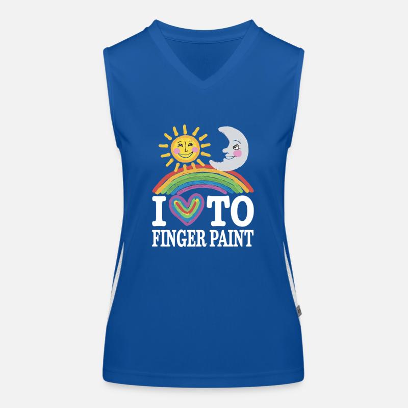 Ich Liebe Fingerfarben Sonne Mond Regenbogen Funktionelles Kontrast-Tank Top für Frauen