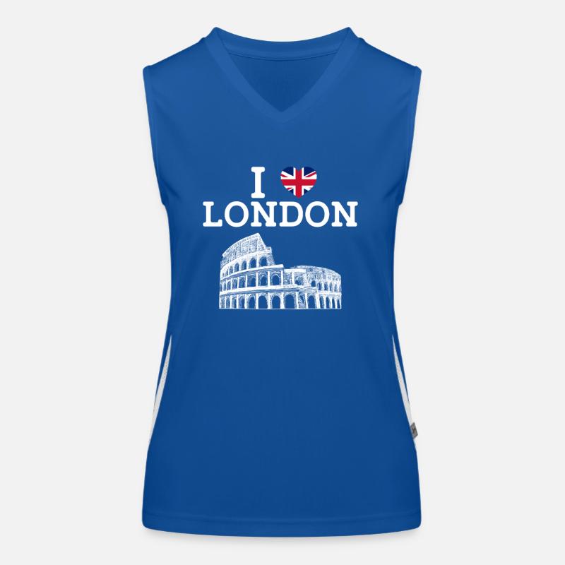 J’aime Londres Cool Colisée Coeur Drapeau Angleterre Débardeur respirant contrasté Femme