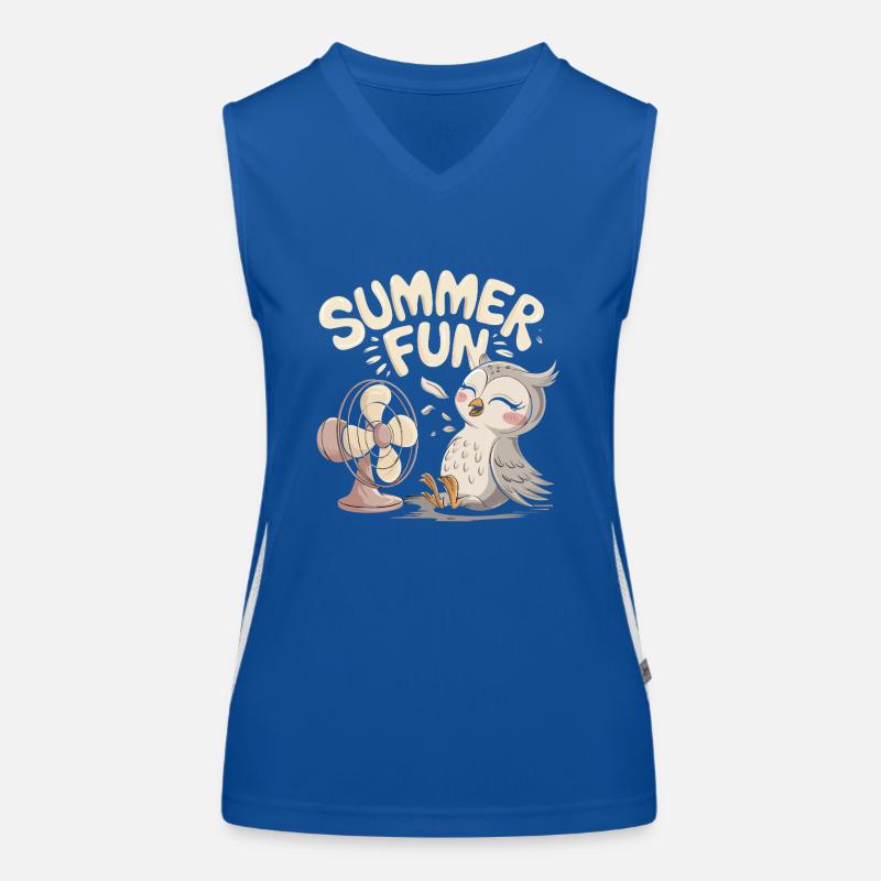 Summer Fun Eule mit Ventilator Funktionelles Kontrast-Tank Top für Frauen
