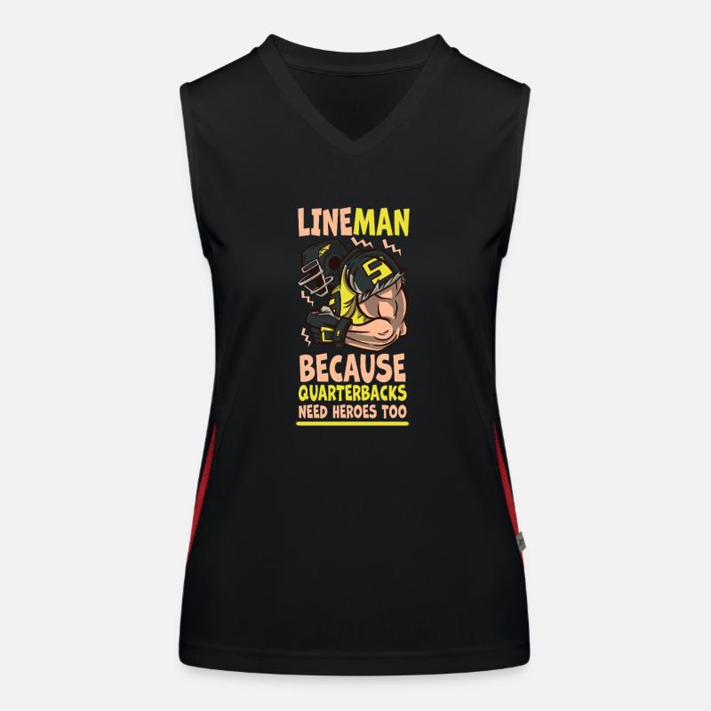 Lineman Because Quarterbacks Need Heroes Women's Functional Contrast Tank Top