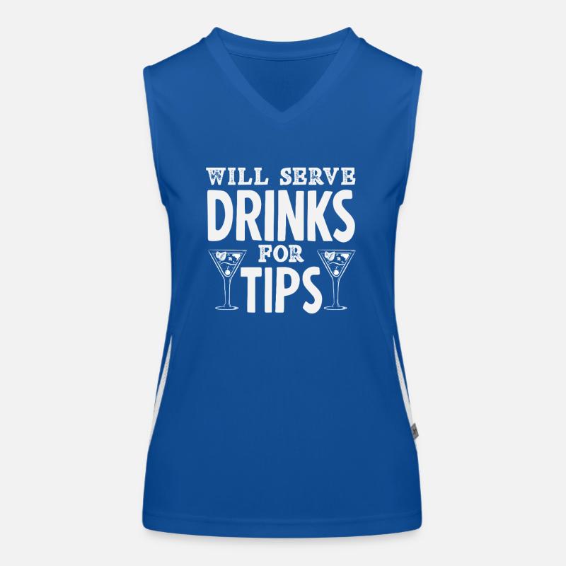 Barkeeper Will Serve Drinks For Tips Funktionelles Kontrast-Tank Top für Frauen