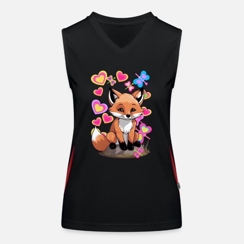 Fox, Forest Animals, Foxes, Spring, Butterflies Women's Functional Contrast Tank Top