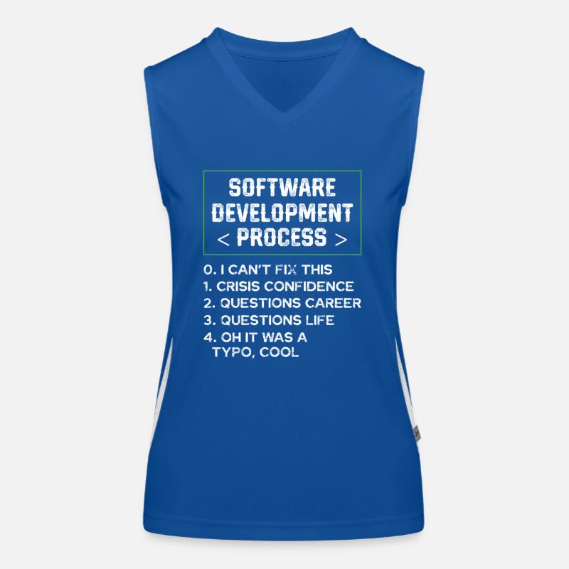 Programmeur d’humour de processus de développement de logiciels Débardeur respirant contrasté Femme