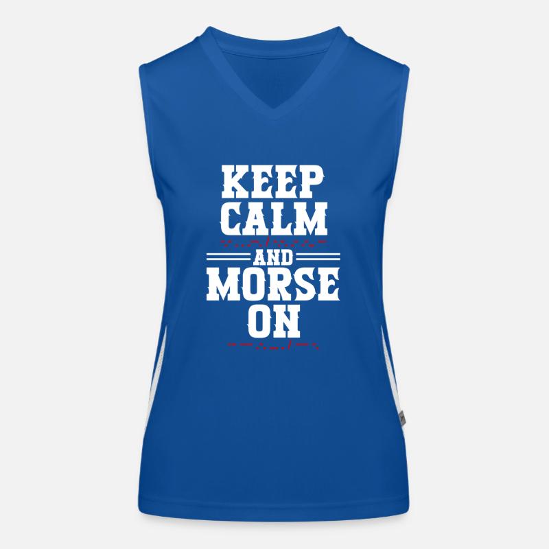 Morsecode Morse Code Keep Calm And Morse On Funktionelles Kontrast-Tank Top für Frauen