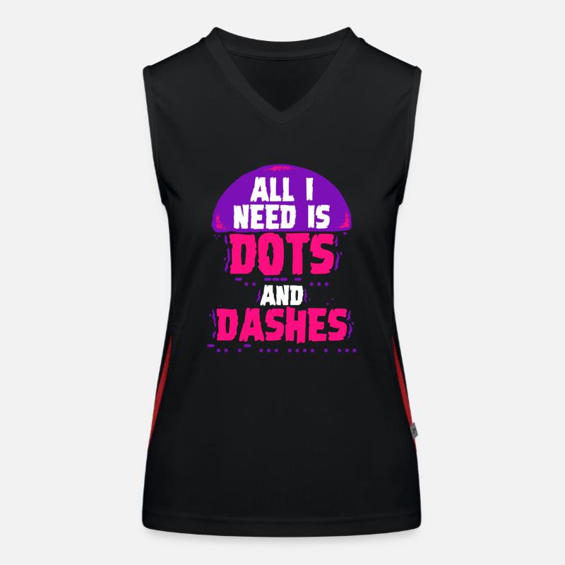 Morsecode Morse Code Dots And Dashes Funktionelles Kontrast-Tank Top für Frauen
