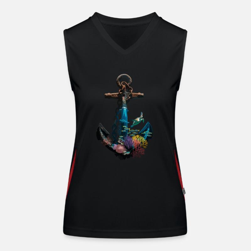 Conception d’ancre maritime avec des créatures marines et Débardeur respirant contrasté Femme