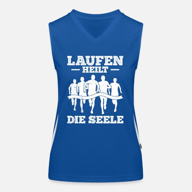 Läufer LAUFEN HEILT DIE SEELE Lustiges Funktionelles Kontrast-Tank Top für Frauen