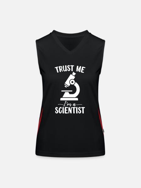 Croyez-moi, je suis un scientifique Scientifique de laboratoire MLS - Débardeur respirant contrasté Femme - noir/rouge - Devant