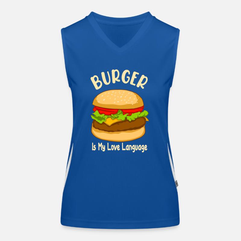 Le burger est mon langage d’amour - Food Design Débardeur respirant contrasté Femme