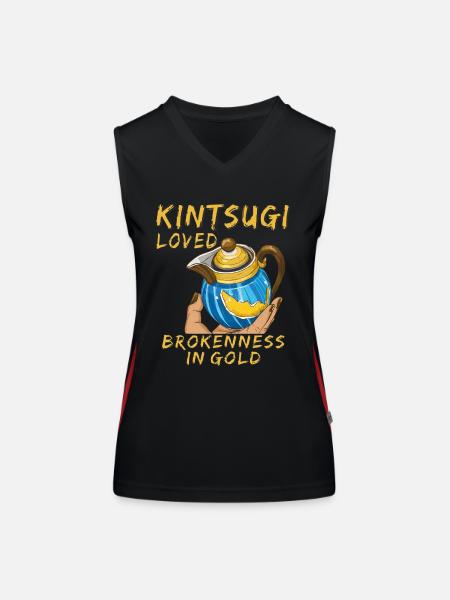 KINTSUGI AIMAIT LA BRISURE EN OR - Débardeur respirant contrasté Femme - noir/rouge - Devant