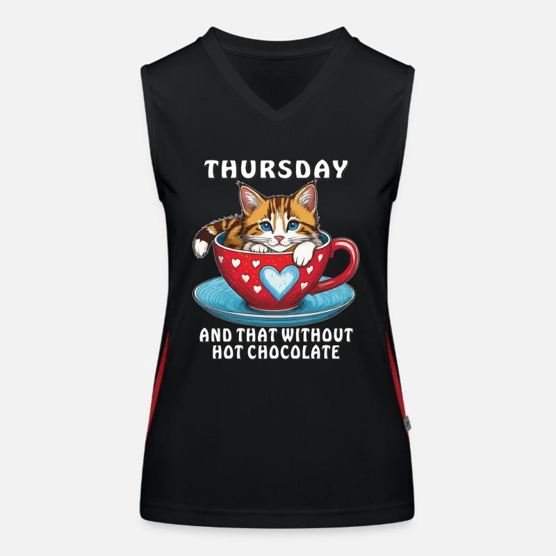 CAT MUG THURSDAY AND THAT WITHOUT HOT Women's Functional Contrast Tank Top