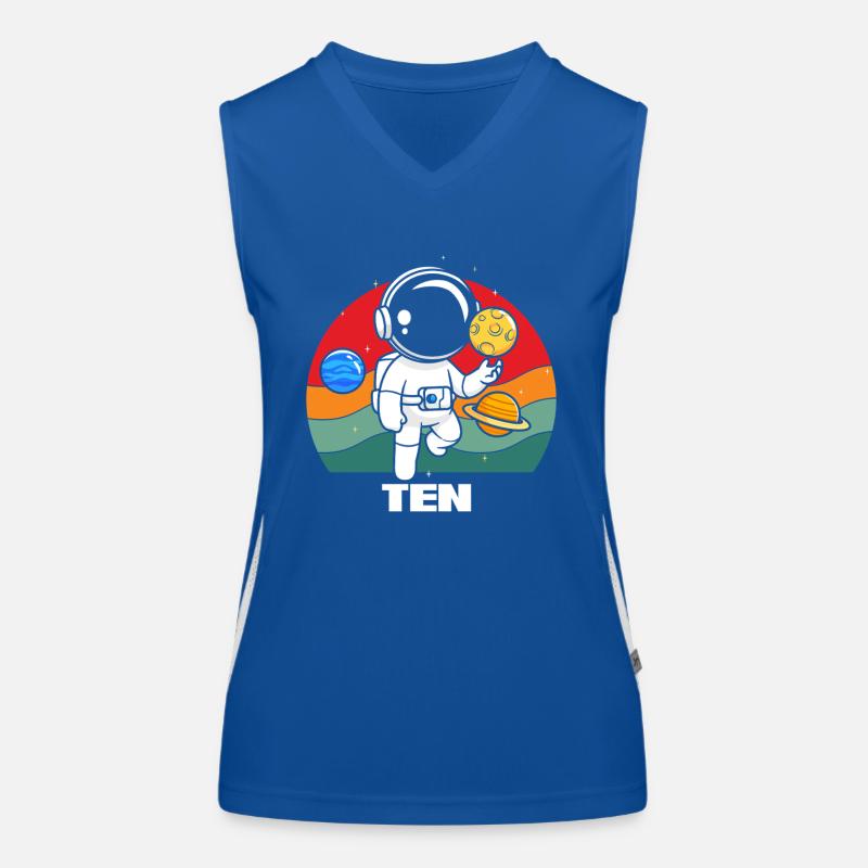 Astronaut Im Weltraum Mit Planeten Funktionelles Kontrast-Tank Top für Frauen