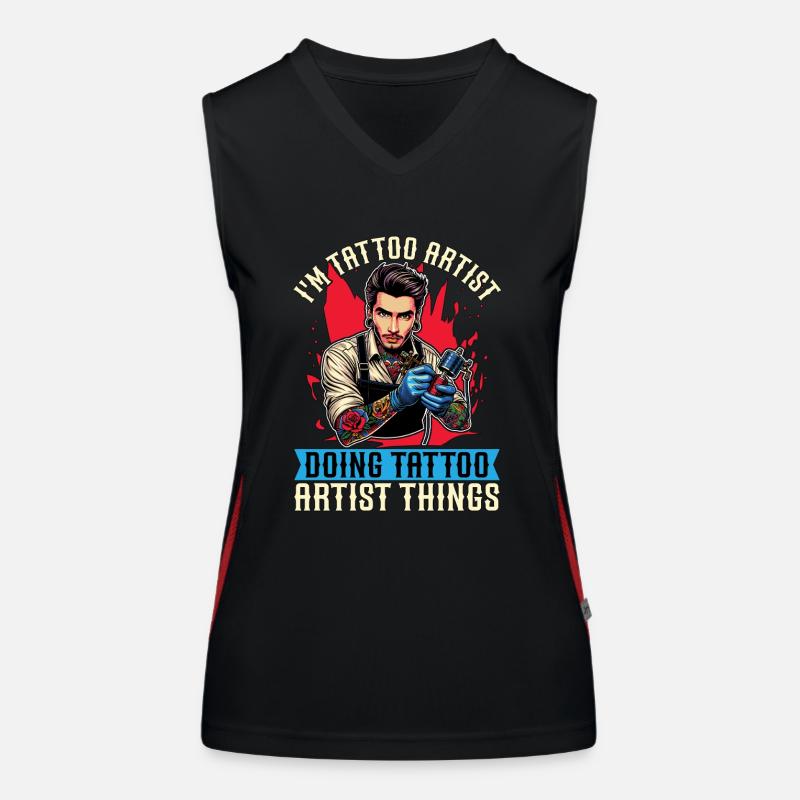 I'm Tattoo Artist Doing Tattooing Tattoo Studio Funktionelles Kontrast-Tank Top für Frauen