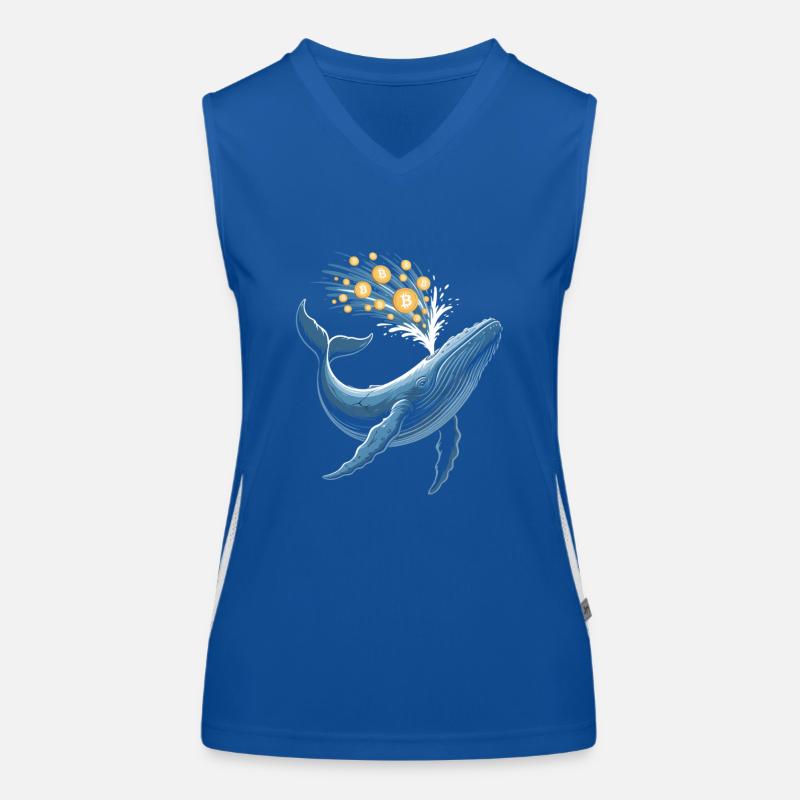 Crypto whale with Bitcoin coins splash water Women's Functional Contrast Tank Top