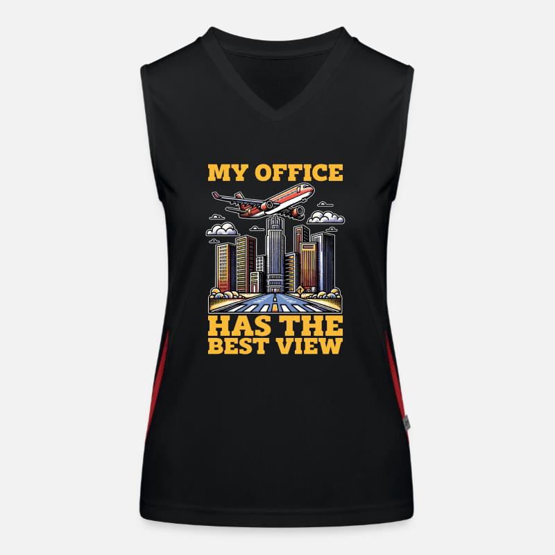 Flight Instructor My Office Has Flight Lesson Women's Functional Contrast Tank Top