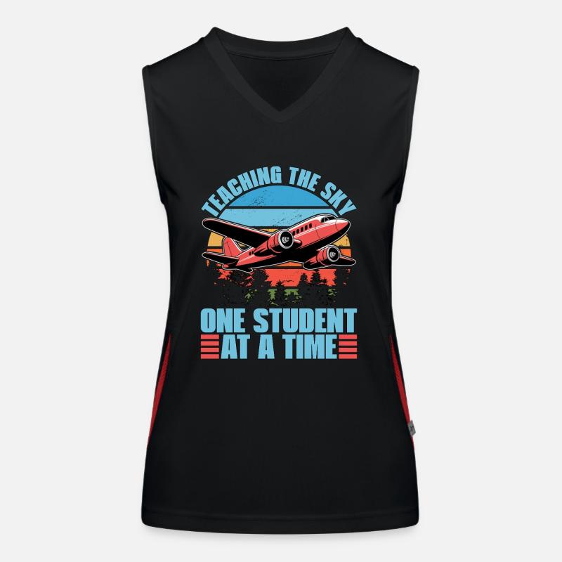 Flight Instructor Teaching The Sky Flight Lesson Funktionelles Kontrast-Tank Top für Frauen