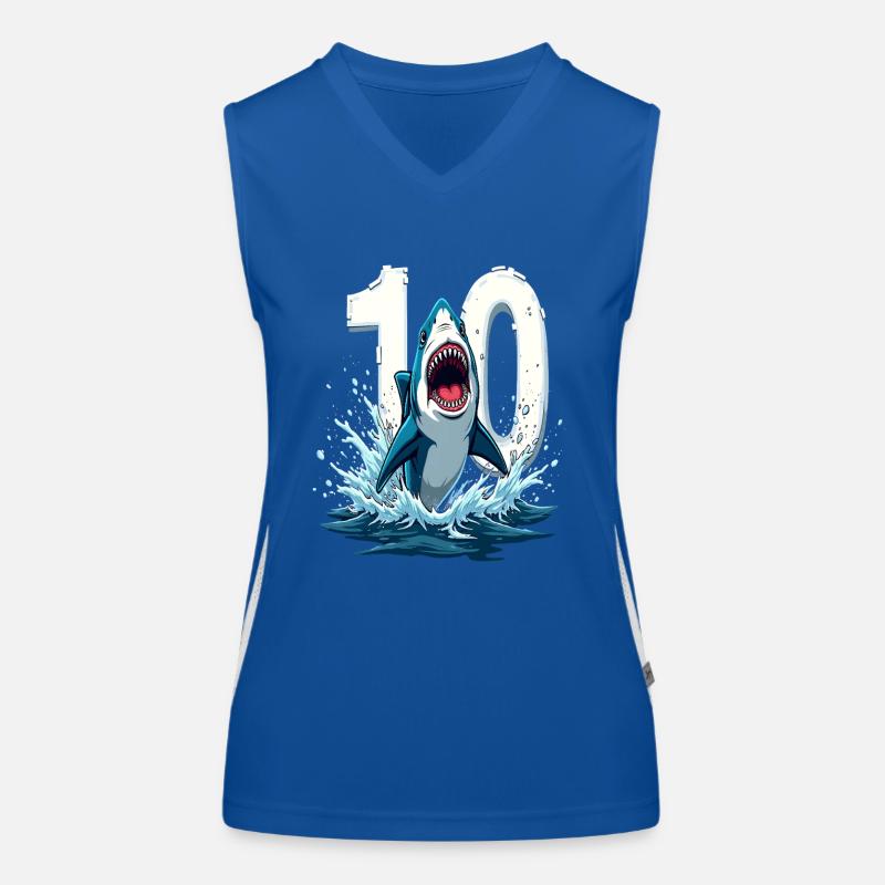 Anniversaire des enfants requin Dix ans d’aventure Débardeur respirant contrasté Femme
