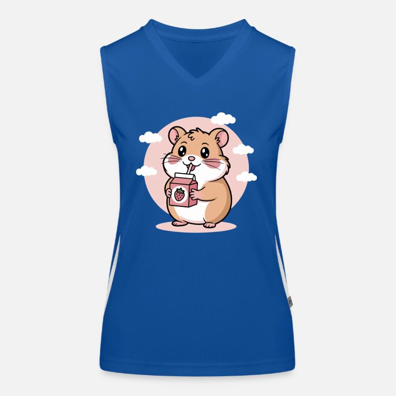 Süßer Chibi Hamster Trinkt Erdbeermilch Kawaii Funktionelles Kontrast-Tank Top für Frauen